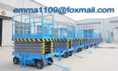 China SJY Series Mobile Scissor Lift Platform 300kg - 1000kg Load 4m to 18m Platform Height for sale