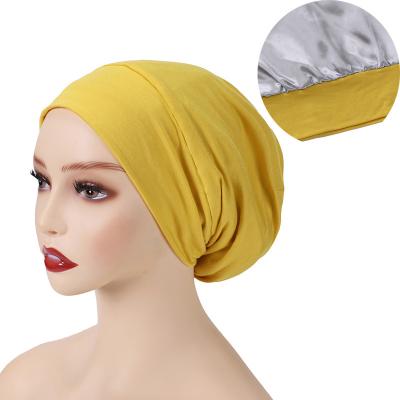 China 2022 New Women's Cotton Spandex Stretch Hijab Satin Iner Cap Feeling Hijab Hats Soft High Quality Solid Elastic Modal Tube Head Inner Hijab Hats for sale