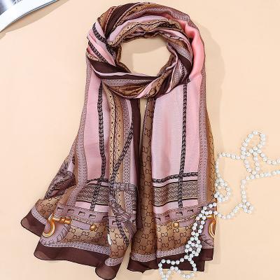 China Summer Spring Euro Style Fashion Shawl Scarves Beach Print Beach Travel Scarf Popular Silk Sunscreen Women's Silk Tudung for sale