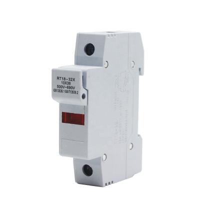 China RT18-32X 10x38 mm High Voltage Din Rail Type 1 Pole Fuse Holder With Indicator Light for sale