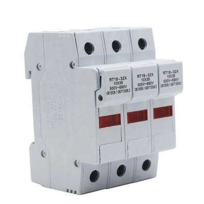 China LOW VOLTAGE Rt18-32x 1p 2p 3P 4P Fuse Base With Lamp Fuse Base 10*38 500V-690V for sale