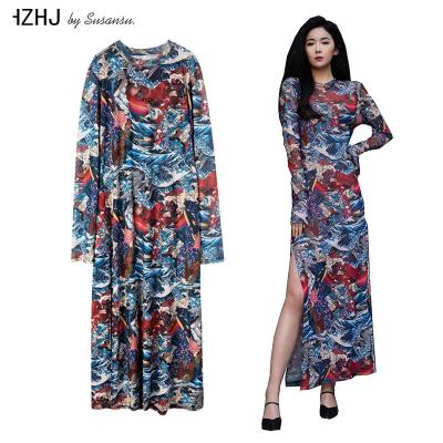 China Anti-wrinkle Cheap Custom Design Women Dress High Quality Polyester Fiber Blue Women Dress for sale