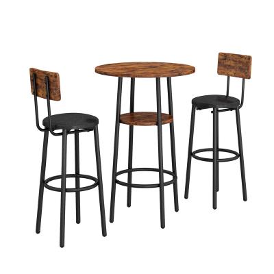 China Factory Price 2pcs Environmental Style High Leg Metal Frame Restaurant Friendly Antique Bar Stool High Stool Bar Chairs With Round Bar Table for sale