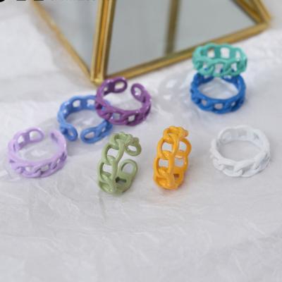 China 2021 newest FASHIONABLE wholesale women rings fashion metal minimalist neon ring korean chain ring for girls for sale