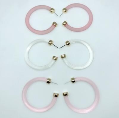 China 2020 Popular Wholesale Minimalist Clear Acrylic Circle Earrings Shape Large Resin Acetate C Neon Earrings For Women for sale