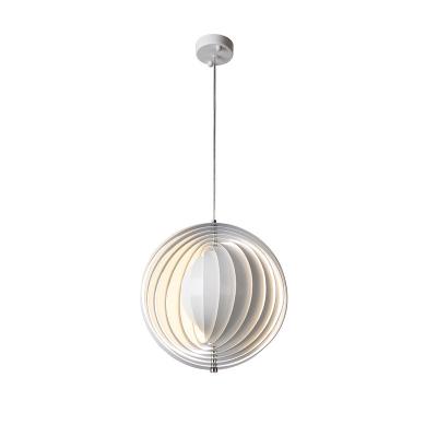 China Lighting Fixture Luxury Decorative Luminous White Striped White Striped Dining Room Lighting Fixture Moon Pendant Lamp Iron LED Hanging Hanging Light for sale