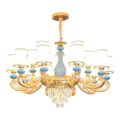 China Wholesale Modern Luxury Luminous Droplight Villa Living Room Modern Pendant Led Lighting Chandelier Led K9 Crystal Light for sale