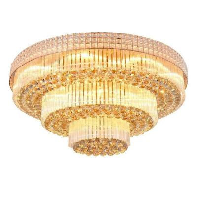 China Large Round Luxury Crystal Modern European Decoration Ceiling Chandeliers Outdoor Mounted Ceiling Lamp For Villa Living Room Home Light for sale