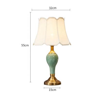 China EUROPEAN modern villa home top quality table lamp hotel rooms living rooms decorative luxury fabric table lighting with crystal base for sale