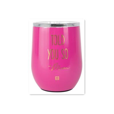 China Sustainable 12 Oz Custom Pink Insulated Egg Shaped Coffee Mug Personalized Wall Cup Stainless Steel Double Tumbler With Sliding Lid for sale