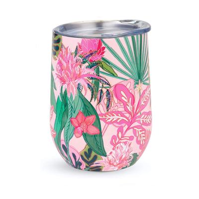 China Sustainable Rain Forest Canopy Pink Offensive 12 Ounce Travel Mug Insulated Stainless Steel Wine Tumbler for sale