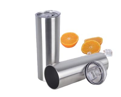 China 20 oz Stainless Steel Viable Silver Skinny Tumbler Set Insulated Skinny Slim Water Tumbler For Diy With Lids for sale