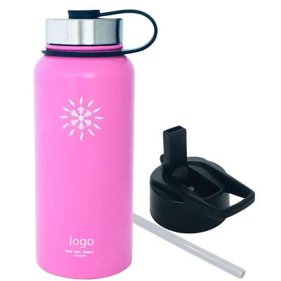 China Sustainable 32oz Rose Red Reusable Stainless Steel Water Bottle Vacuum Insulated With Leakprood Lid for sale