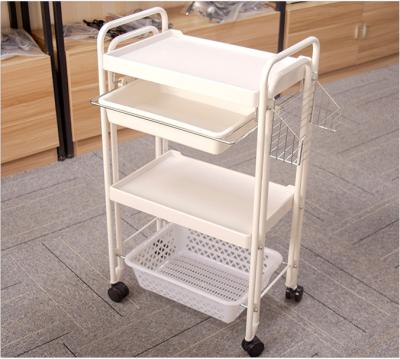 China Wholesale Plastic Rotated 360 Degree Beauty Trolley Hairdressing Trolley Storage Cart Beauty Hair Salon Trolley for sale