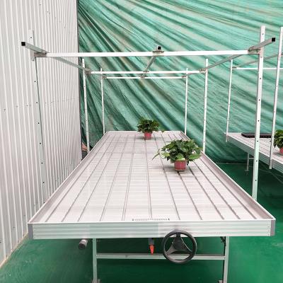 China Ebb Flood Agricultural Hydroponic 4x8Ft Grow Table Seedbed Rolling Bench Movable for sale