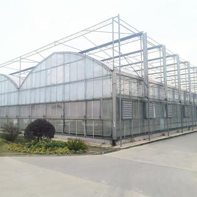 China Industrial Agricultural Luxury Venlo Tempered Glass House Herb Greenhouse With Stable Structure And Heating System for sale