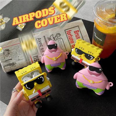 China Lightweight Free Shipping For Airpods 2 1 Funny Patrick Star SpongeBob Earphone Case Silicone Cover Anime Sunglasses for sale