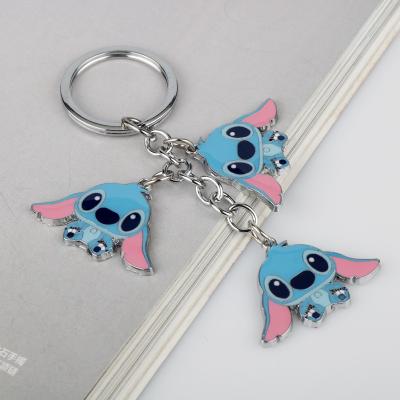 China Cartoon Lightweight Triple Metal Key Chain Point Dangle Ring Key Chain Key Holder for sale