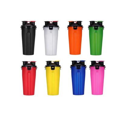 China Automatic Wholesale Hot Double Water Travel Food Travel Vending Collapsible Bowl 2 In 1 Portable Dog Food Water Bottle for sale