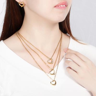 China FASHIONABLE Three-Layer Favorite Chain Choker Necklace And Earring Dangle Jewelry For Women for sale