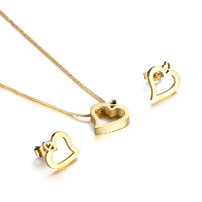 China FASHIONABLE Hot Selling 18K Gold Stainless Steel Jewelry Earrings Small Necklace Set For Baby for sale