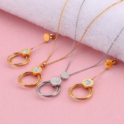 China TRENDY Wholesale Gold Plated Fashion Earrings Jewelry Set Necklace for sale