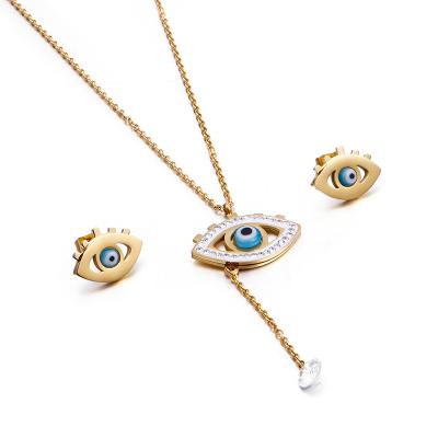 China Wholesale FASHIONABLE Family Eye Pendant For Girl Women Costume Jewelry Necklace And Earring Sets for sale