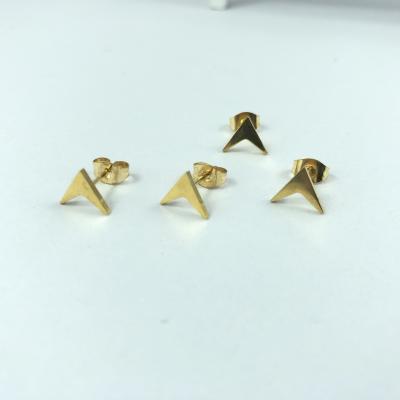 China Latest Style Cute Wholesale Ladies Gold Color Stainless Steel Shape Earring Treble Studs for sale