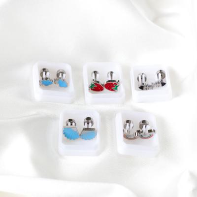 China TRENDY Baby Earrings Gold Plated Cute Small Stainless Steel Screw Back Anti-allergic Jewelry For Girls for sale