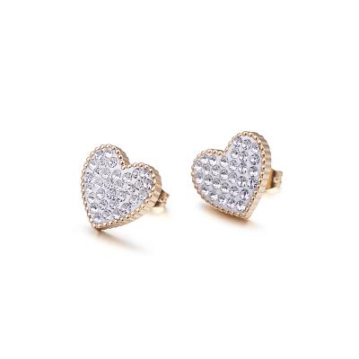 China Full Trendy Rhinestone Heart Stud Earrings Trendy Jewelry For Girls Women for sale