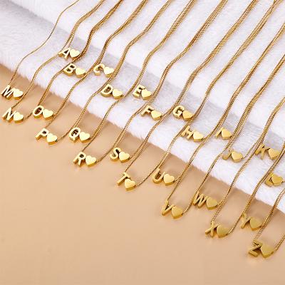 China Latest Design A Shape Stainless Steel Jewelry Heart Letter Pendant Gold FASHIONABLE Chain Antiallergic Necklace for sale