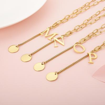 China Fashion Jewelry 316L Stainless Steel Letter Pendant Gold Plated Alphabet Body Necklace For Women Girls for sale