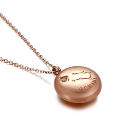 China TRENDY Unisex Rose Gold Constellation 12 Stainless Steel Pendant Necklace for sale