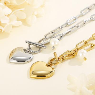 China TRENDY OEM/ODM Heart Jewelry Stainless Steel Love Charm 18K Gold Plated Photo Heart Pendant Necklace For Women for sale