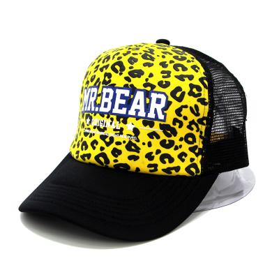 China New hip hop image style yupoong style trucker leopard hat custom mesh logo mesh hat COMMON soft mesh hat for sale