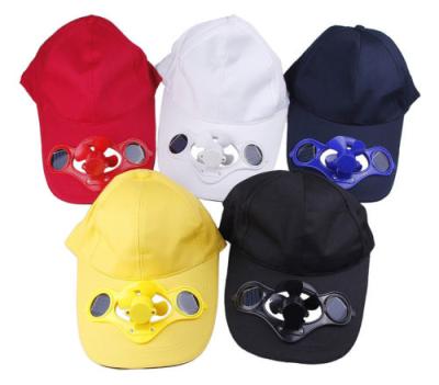 China Wholesale Cotton 6 JOINT Panel Baseball Cap Solar Powered Fan Hat for sale