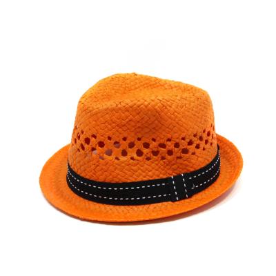 China Wholesale Hot Selling Image Fashion Men's Orange Straw Fedora Hats for sale