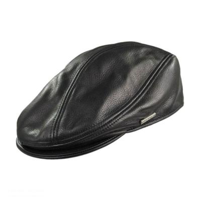 China Wholesale Custom Picture Newsboy Blank Hat Black Leather Ivy Cap for sale