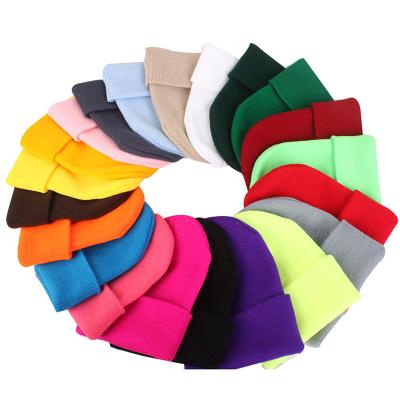 China Wholesale Fastest Delivery Acrylic Multicolor Knitted Hat Embroidered Custom Logo COMMON for sale