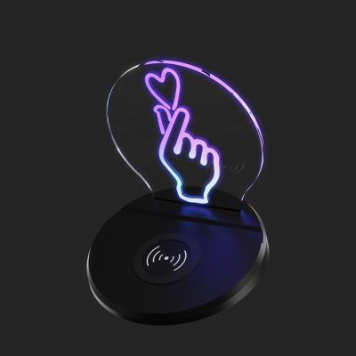 China New Conveient 2022 Safe Phone Qi Wireless Charger Led Lamp With Variety Wireless Custom Charger DIY Creative Wireless Charger for sale