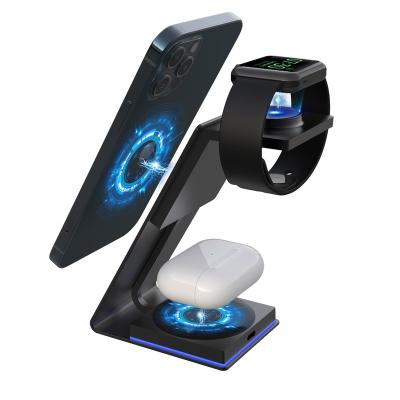 China Fanshion 2022 New Stand Wireless Charger Magnetic Three In One Wireless Charger Fit For Iphone 12 Android Watch Earphone Fast Charging for sale