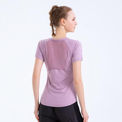 China New Design Breathable Sports Top Women Loosen Fitness Yoga Quick Dry T-Shirt Breathable Back Short Sleeve Fitness Tops for sale