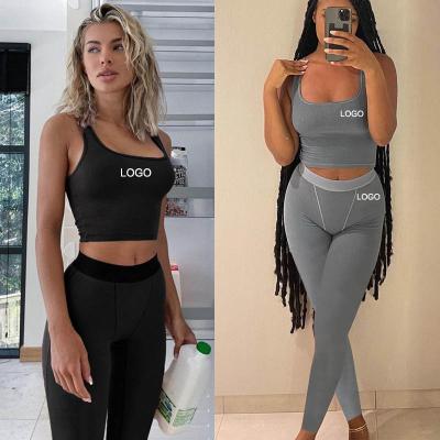 China Anti-pilling Women's Summer Clothing Sets Crop Tank Tops Matching Solid Joggers Pants Sets Two Pieces Of Overalls 2 Pcs Women's Outfits 2022 Set for sale