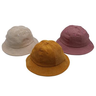 China Custom High Quality Beach Wear Boys Corduroy Sun Summer Child Kids Bucket Hat for sale