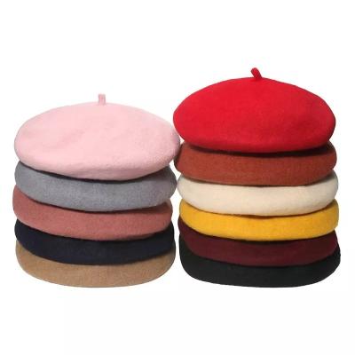 China New Fashion Character Custom High Quality Classic Logo Plain Multi Color Wool Beret Hat For Women for sale