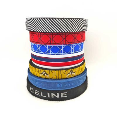 China Men wallet elastic band custom jacquard letters adjustable elastic band with logo strong elastic melt head band for sale