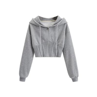 China Ultra Short Style Sports Hoodies Waist Closed Fish Bone Long Sleeve for sale