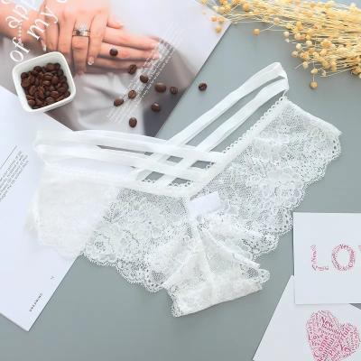 China                  Sexy Lace Panties Women Underwear Hollow Band Sexy Briefs Female Lingerie 7 Colors Floral Ladies Cross Strap Underpants Panties              for sale