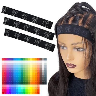 China wholesale free sample manufacturer custom logo strong spandex embroidery design elastic melt human hair band for wigs for sale