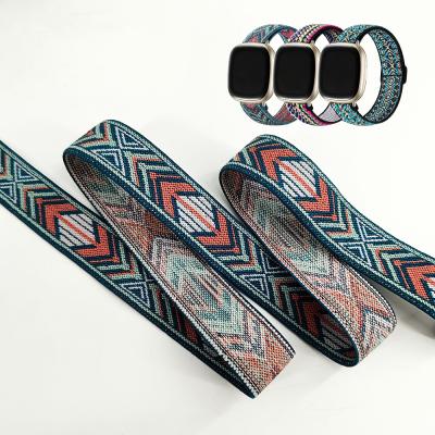 China Free sample manufacturer elastic band for watch,custom 20mm flexible soft knitted braided nylon elastic i watch band for sale